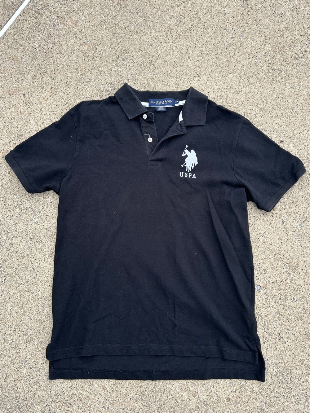 U.S. Polo Assn. Men’s Short Sleeve Big Logo Pique Polo Shirt Black Size USM
